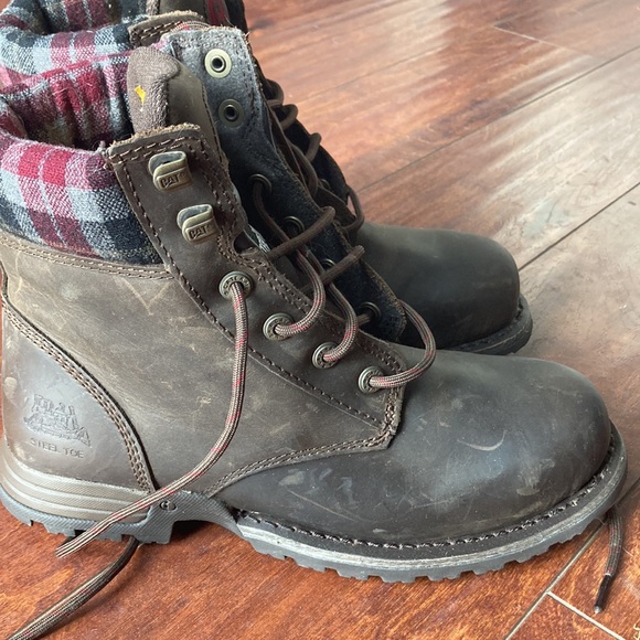 Womens Kensie Steel Toe Trucker CAT Work Boots size 8 - Picture 4 of 7